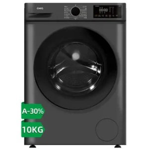 CHiQ Lave-linge frontal 10 kg JW105883G, grand tambour 530 mm, moteur BLDC 1400 tr/min, programme vapeur, commande intelligent 1 touche et lavage rapide 15 min, largeur fine 465 mm, gris foncé [Classe énergétique A-30%]