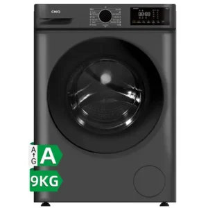 CHiQ Lave-linge frontal 9 kg JW95883G, grand tambour 530 mm, moteur BLDC 1400 tr/min, fonction vapeur, lavage intelligent en 1 touche et lavage rapide en 15 min, largeur étroite 465 mm, gris foncé [A]