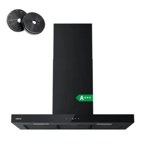 Ciarra Hotte aspirante 650 m³/h  avec commande tactile et recirculation d'air 90 cm - Noir