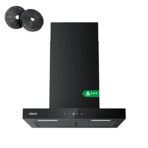 CIARRA Hotte aspirante à recirculation 60 cm, commande tactile Wi-Fi et application, 650 m³/h, fixation murale, 4 vitesses avec booster, filtres en aluminium noir, classe énergétique A+++