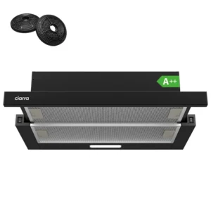 CIARRA Hotte télescopique sous armoire 60 cm, puissance 370 m³/h, noir, classe énergétique A++