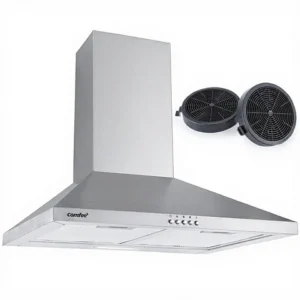 Comfee Hotte Murale Cheminée, Recyclage ou Évacuation, Filtre à Charbon Actif, Débit 320 m³/h, Classe B, Filtre 5 Couches Lavable, 3 Vitesses Réglables
